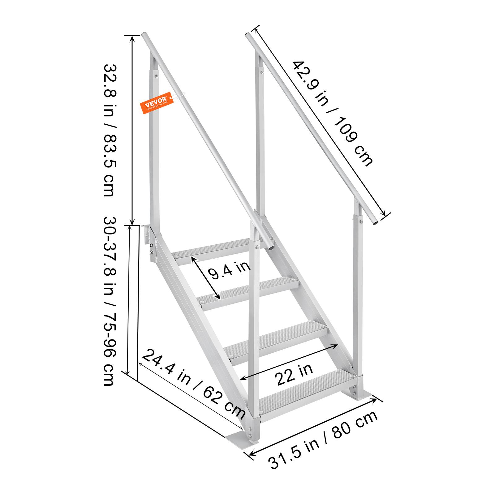 32.8 in / 83.5 cm  
30-37.8 in / 75-96 cm  
42.9 in / 109 cm  
9.4 in  
24.4 in / 62 cm  
22 in  
31.5 in / 80 cm