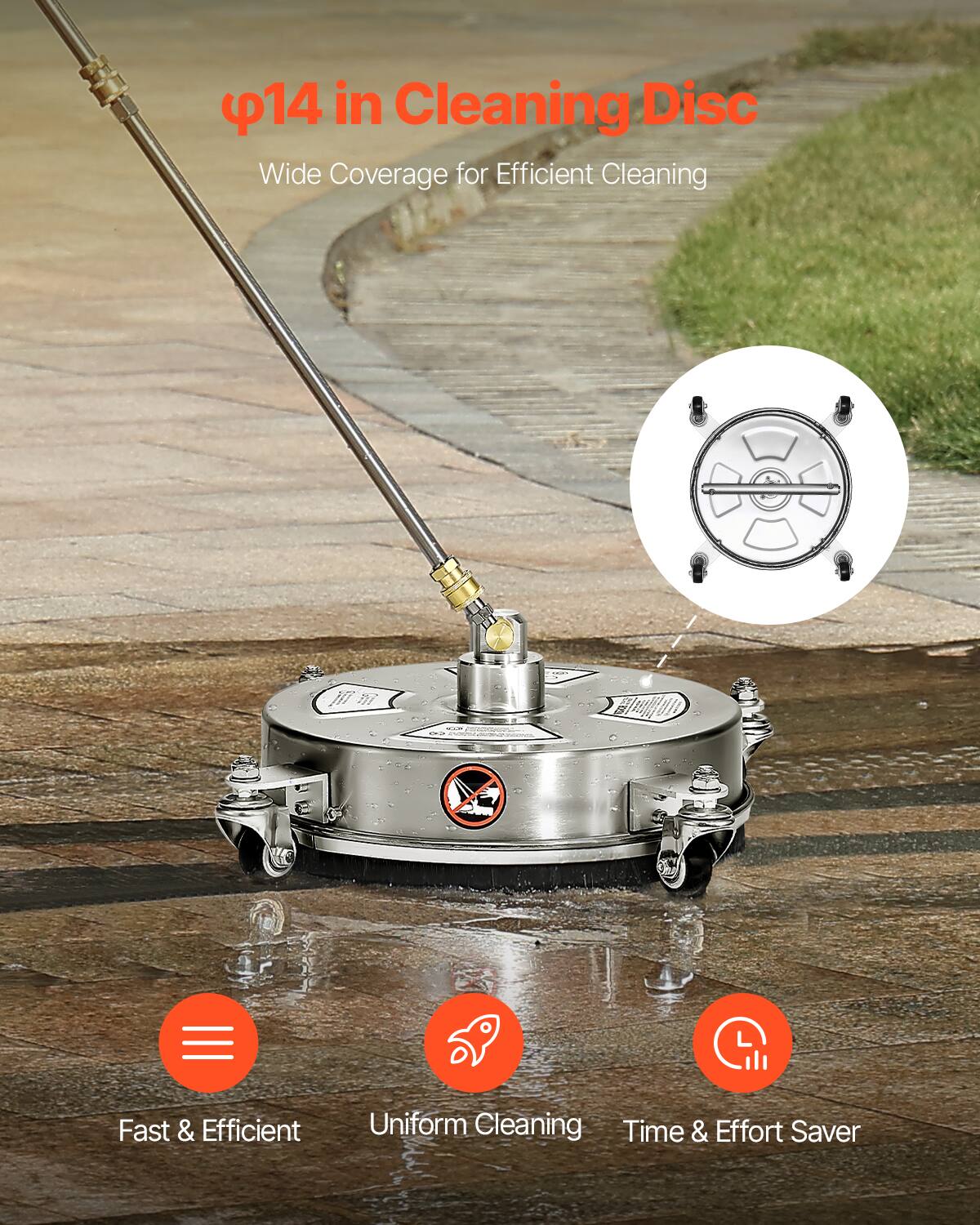- φ14 in Cleaning Disc
- Wide Coverage for Efficient Cleaning

- Fast & Efficient
- Uniform Cleaning
- Time & Effort Saver