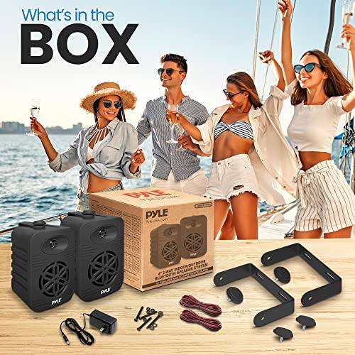 What's in the BOX: Pyle USA Pyle Outdoor System Indoor Speaker, 4 2-Way Bluetooth