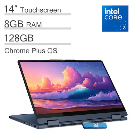14" Touchscreen
8GB RAM
128GB
Chrome Plus OS
Intel Core 3