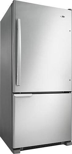 Angle View: Amana - 18.6 Cu. Ft. Bottom-Freezer Refrigerator - Stainless steel