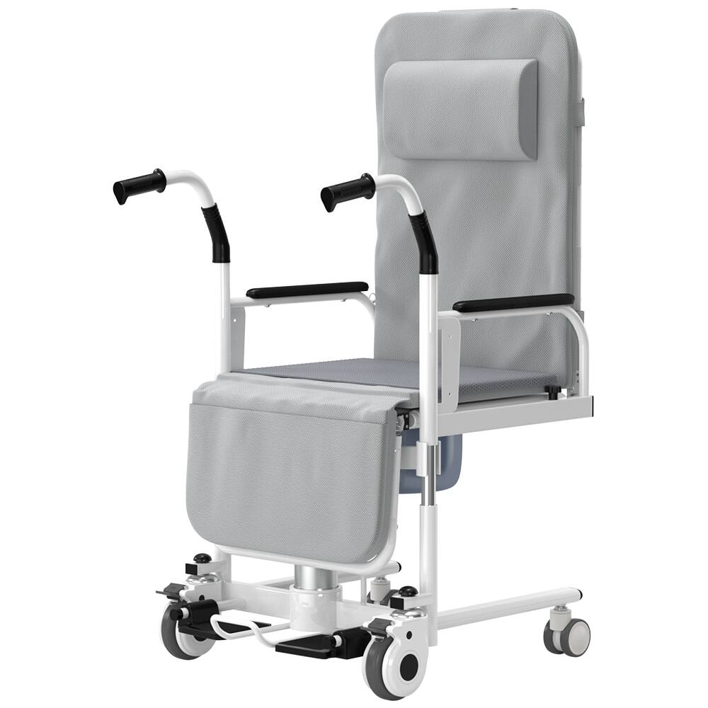 Front. Topteng - Medical Patient Hydraulic Lift Transfer WheelChair For Adults - 4-in-1 Multi-Use, 330lb Capacity, Portable for Home Care - White.