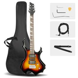 Winado - Cool Burning Fire Style Electric Guitar Christmas gift for Beginner Guitar Lover with Accessories Pack Gift