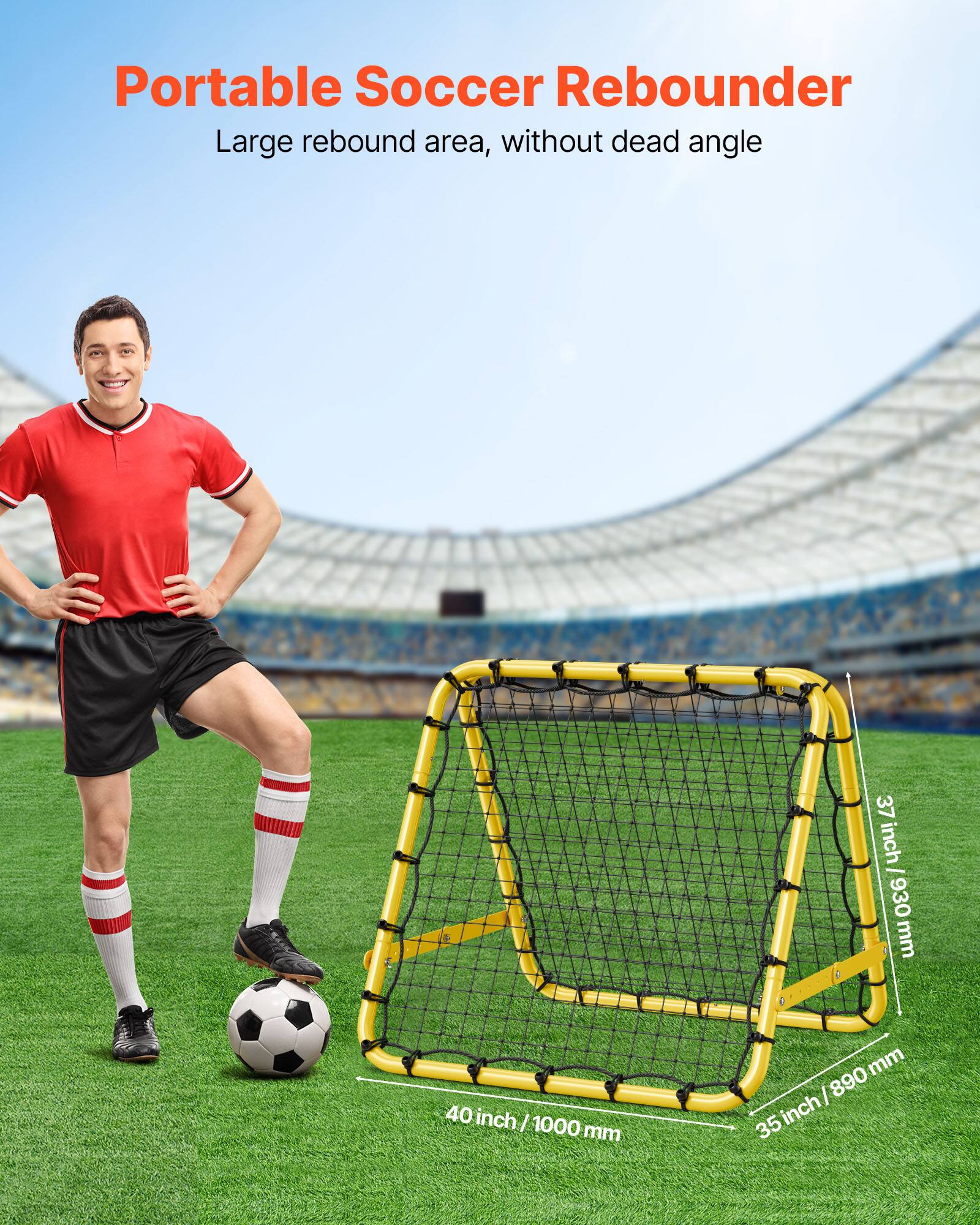 Portable Soccer Rebounder  
Large rebound area, without dead angle  

37 inch / 930 mm  
40 inch / 1000 mm  
35 inch / 890 mm