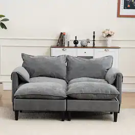 Tiramisubest - Convertible U-Shaped Sofa with Storage Footstools,2-Seater Combination Sofa for Living Room/Bedroom/Office - Gray