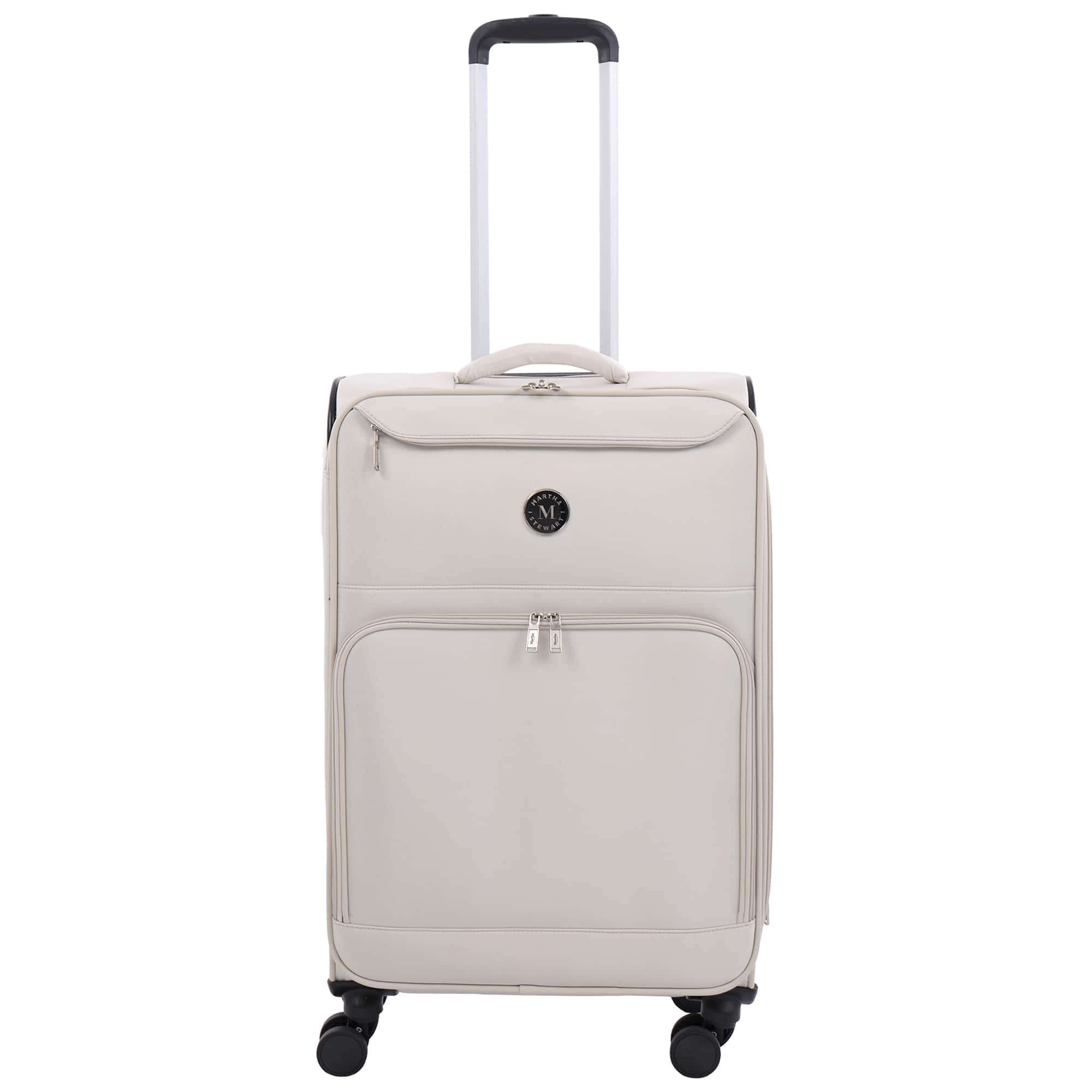 Photos - Luggage Martha Stewart  27" Softside  – Expandable Spinner Suitcase with 8 Wheels & Front Zip Pockets - LIGHT GREY WTFL0016 