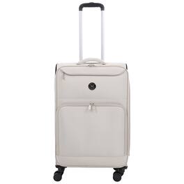 Martha Stewart - 27" Softside Luggage – Expandable Spinner Suitcase with 8 Wheels & Front Zip Pockets - LIGHT GREY
