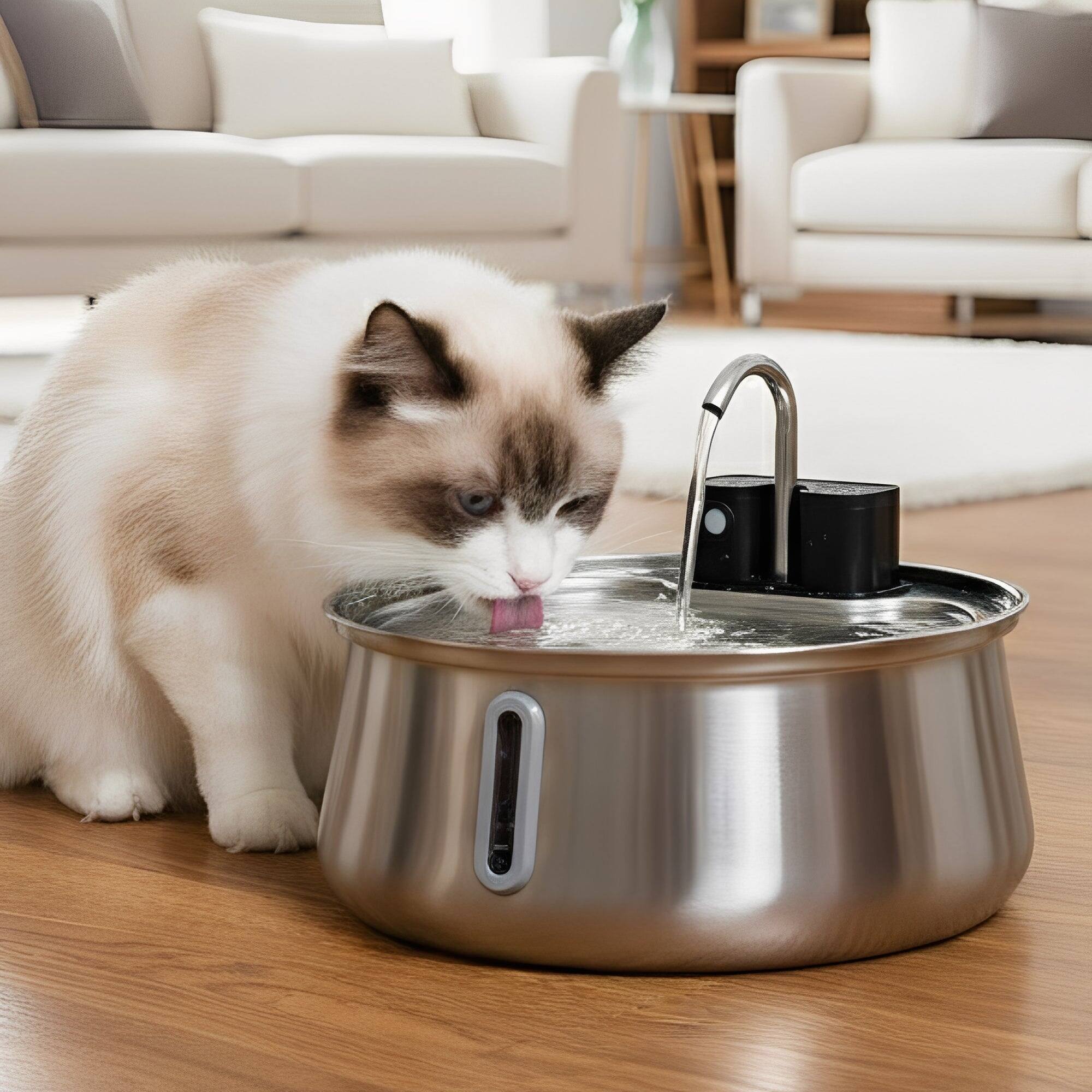 Alt View 6. PawsPik - PawsPik Stainless Steel Battery-Operated Dog & Cat Water Fountain, 4-L - silver.