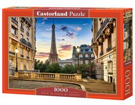 Castorland - 1000 Piece Jigsaw Puzzle, Walk in Paris at Sunset, Puzzle of France, cityscape, Eiffel Tower, C-104925-2 - Red