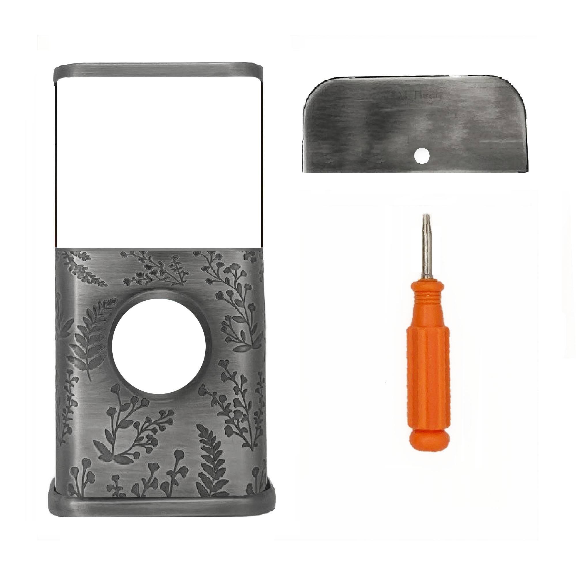 Back. Michael Healy - Wildflower Video Doorbell Cover (Ring 3, 3 Plus, 4, Battery Plus, Battery Pro) - Antique Pewter.