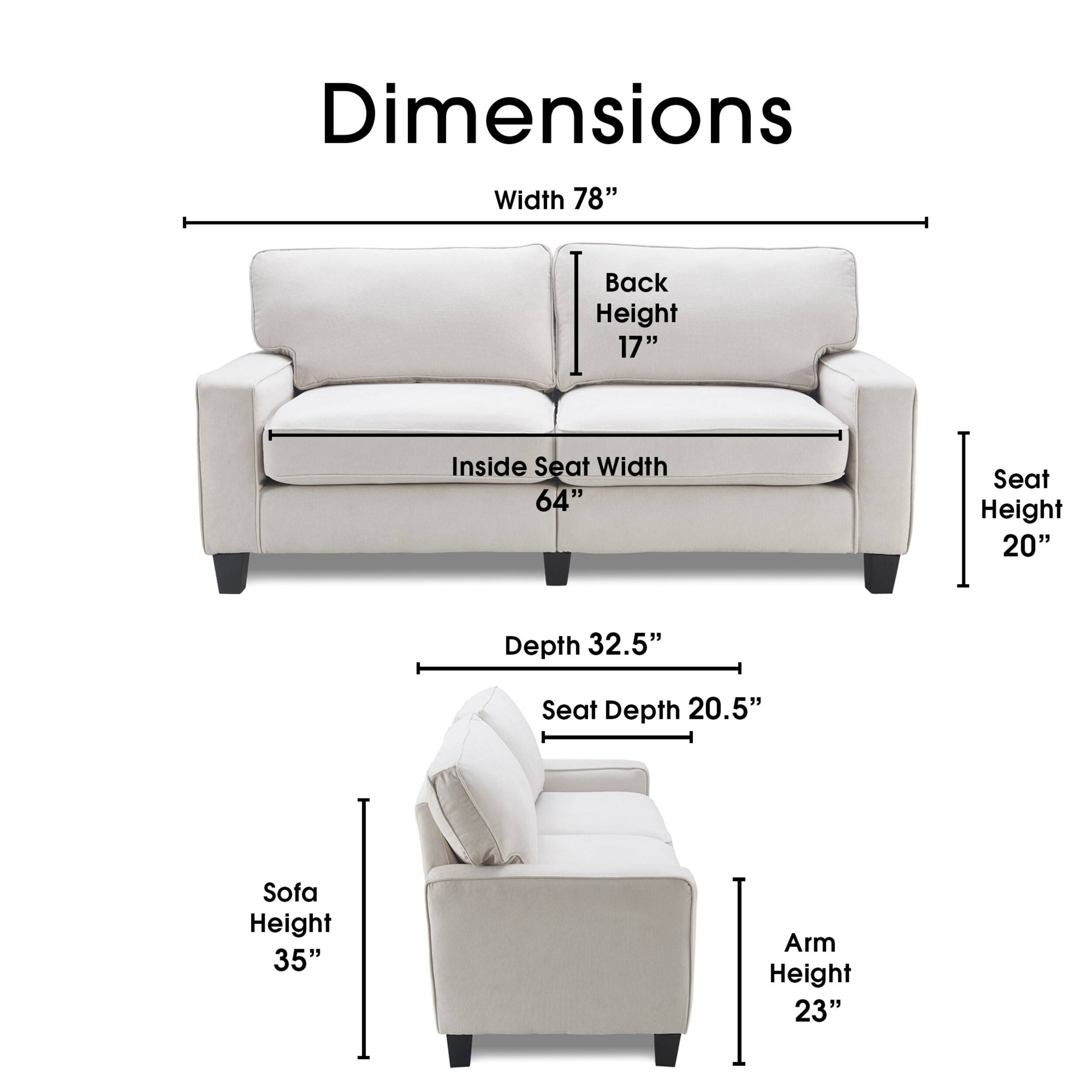 Alt View 1. Serta - Palisades Modern 3-Seat - Straight Arm - Fabric Sofa - 78" - Cream.