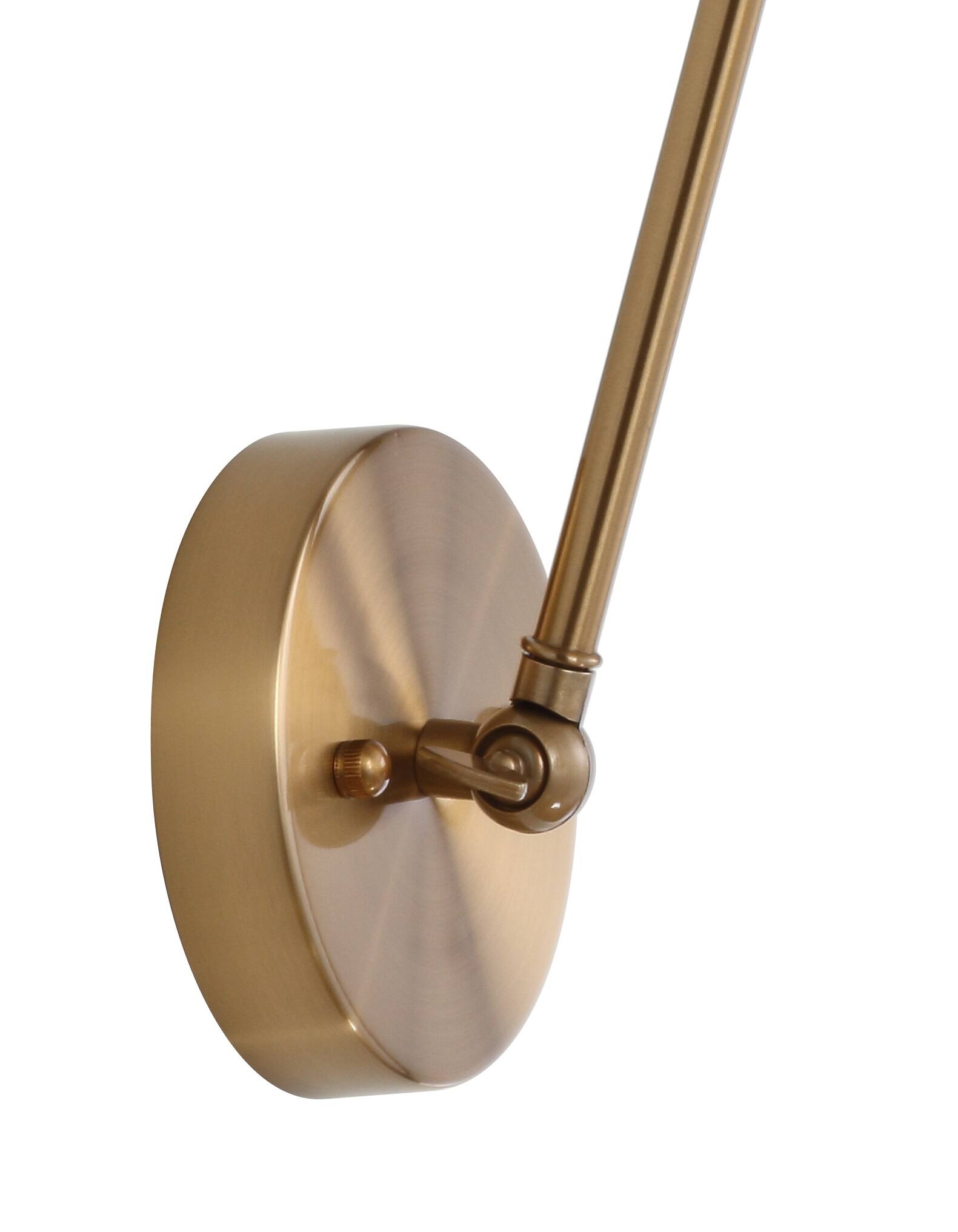 Alt View 4. Jonathan Y - Rover 7" Classic Industrial Metal Adjustable Arm LED Wall Sconce, Brass - Brass Gold.