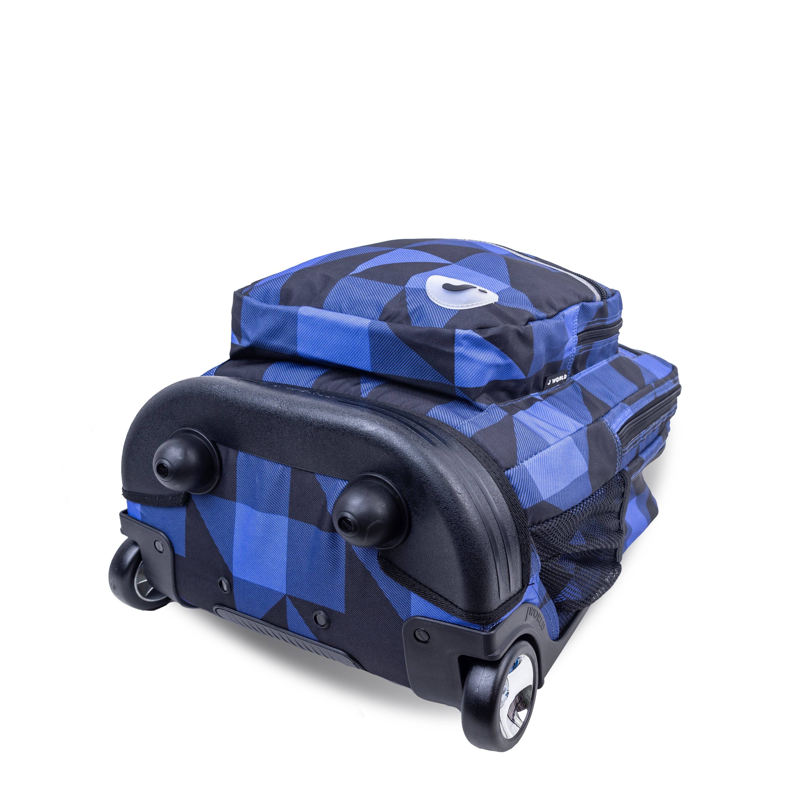 Alt View 1. J World - J World Unisex Sundance 20" Rolling Backpack with Laptop Sleeve for School and Travel, Block Navy - BLOCK NAVY.