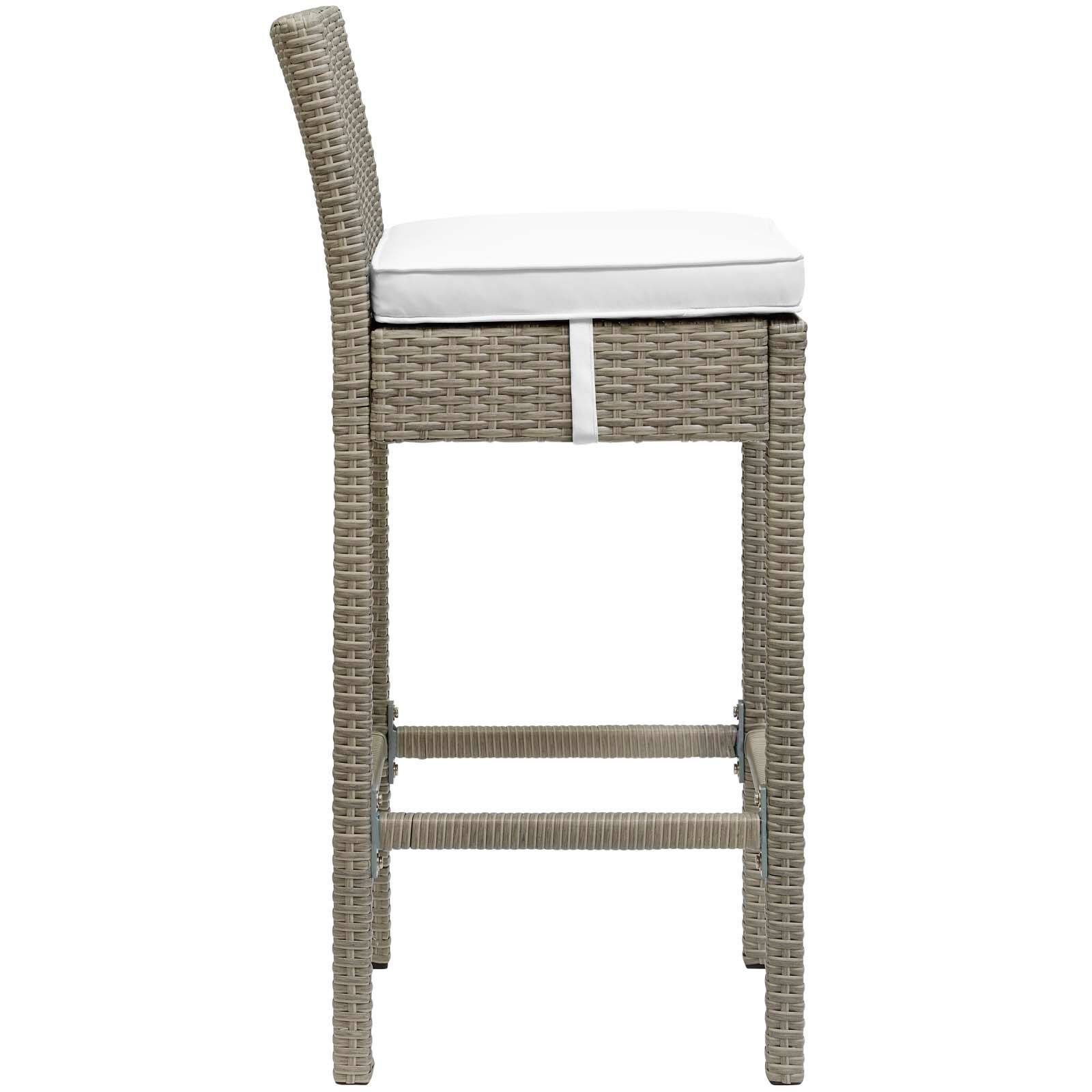 Back. Modway - Conduit Outdoor Patio Wicker Rattan Bar Stool Set of 4 by Modway - Light Gray White.