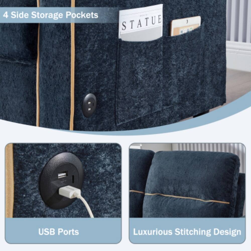 4 Side Storage Pockets  
USB Ports  
Luxurious Stitching Design