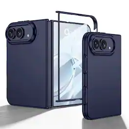 Dteck - for Apple iPhone Duo 2026 Ultra-Thin Case Built-in Screen Protector Rugged Slim Polycarbonate Phone Back Cover - Darkblue