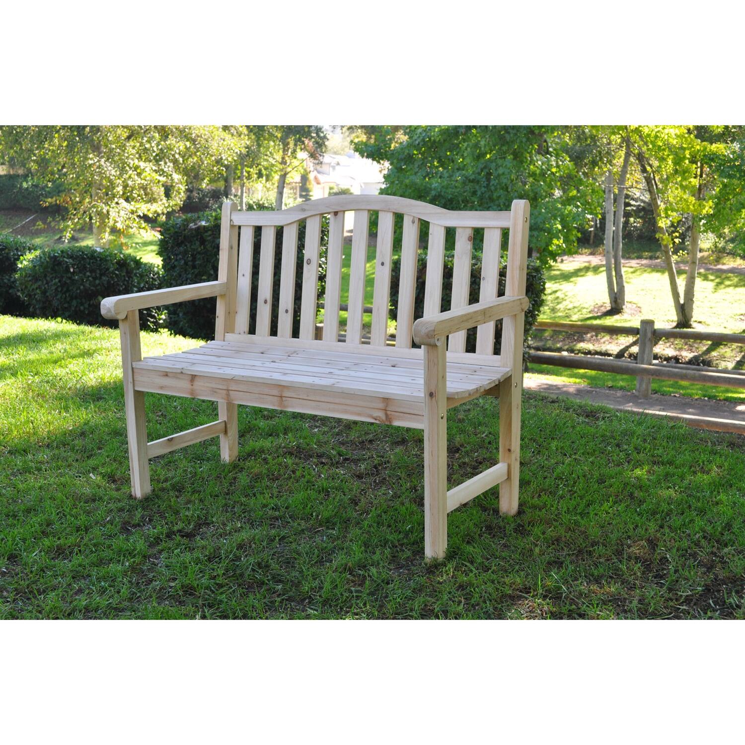 Angle. Hivvago - Outdoor Cedar Wood Garden Bench in Natural with 475lbs. Weight Limit - Natural.