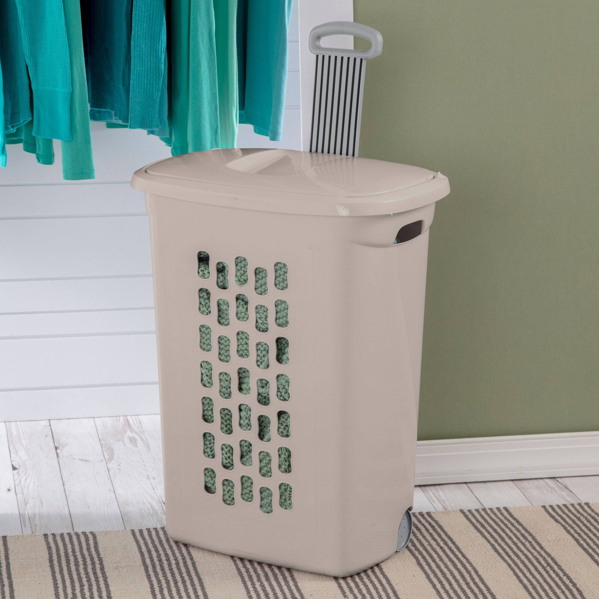 Alt View 5. Sterilite - Sterilite Ultra Wheeled Hamper, Laundry Basket with Lid and Handle, Grey, 3 Pack - Gray.