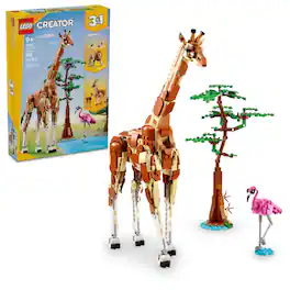 LEGO - Creator 3 in 1 Wild Safari Animals Set, Giraffe, Gazelles or Lion Toy 31150