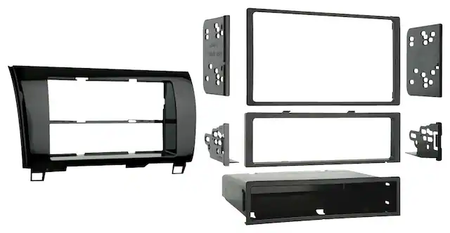 Front. Metra - Dash Kit for Select 2007-2022 Toyota Tundra, Sequoia DIN DDIN - High Gloss Black.