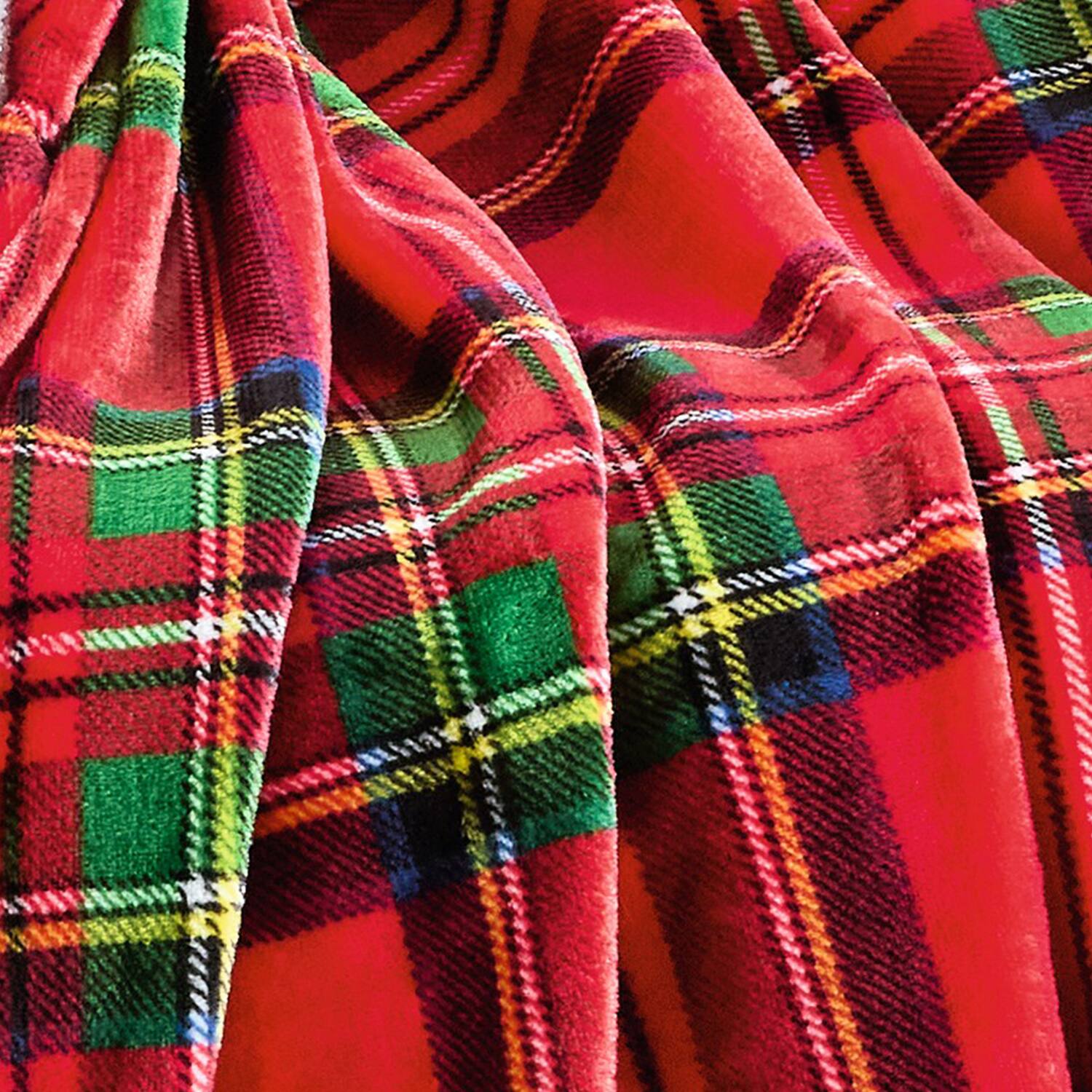 Left. Plazatex - Plazatex 100% Polyester Red Plaid Classic Style Lightweight Throw Blanket 50" x 60" Red - Red.