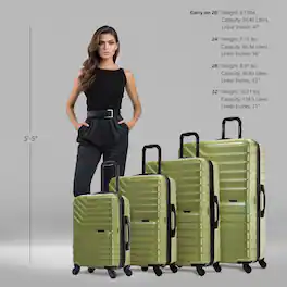 InUSA - Aurum lightweight hardside spinner 4 Piece Luggage Set 20"/24"/28"/32'' - Green