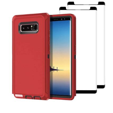 Front. Entronix - Entronix Galaxy Note 8 Bundle - Durable Case with 2 Clear Screen Protectors - Red.