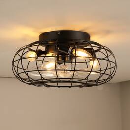 LUCKY ONE - 15.7" Low Profile Bladeless Ceiling Fan with Light Remote 6-Speed - Matte Black