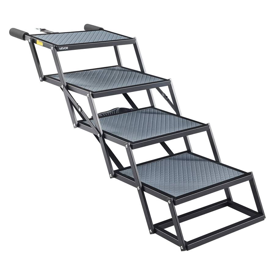 VEVOR Dog Stairs for Car, 4 Steps Extra Wide Foldable Dog Ramp for ...