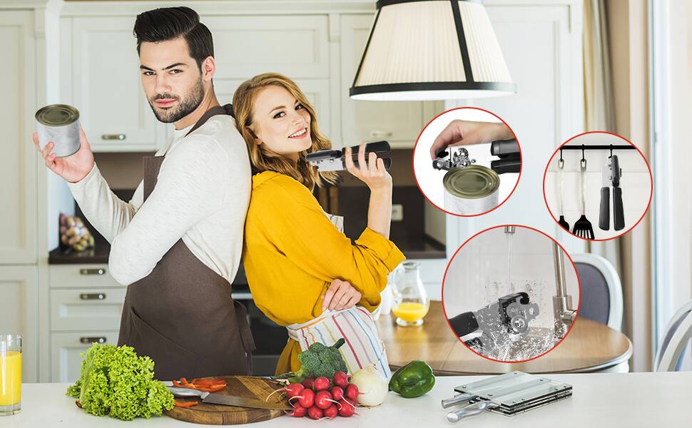 Alt View 8. KOOMADE - KOOMADE Can Opener Safety Kitchen Tools Easy Grip Side Cut Manual Opener For Cans' Lid Kitchen Gadgets - Black handle.