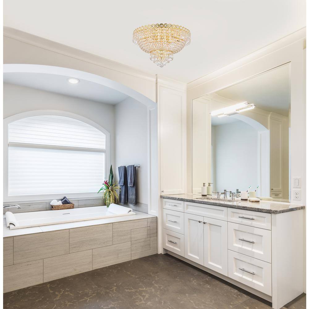 Back. Elegant Lighting - Century 9 light Gold Flush Mount Clear Royal Cut Crystal - Gold.