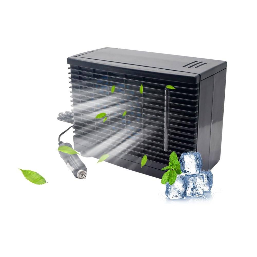 Front. RTMB - Car Dashboard AC Fans with Cigarette Lighter Plug-in 12V Portable Car Cooling - Black.