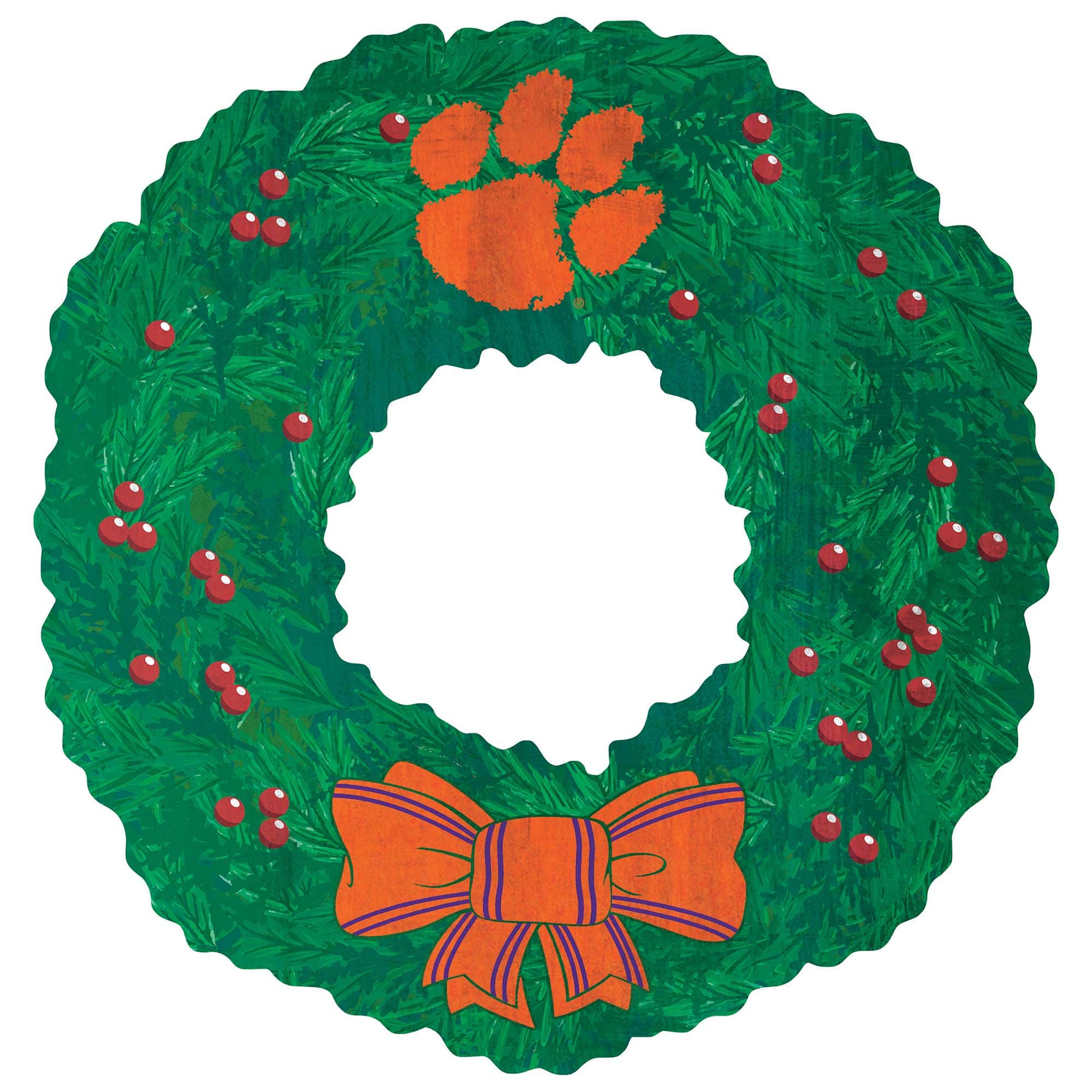 Front. Fan Creations - Clemson Tigers 16'' Team Wreath Sign - Green.
