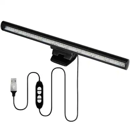 Front. Stock Preferred - LED Screen Bar Light USB Monitor Eye-Caring Desk Lamp Dimmable - Black.