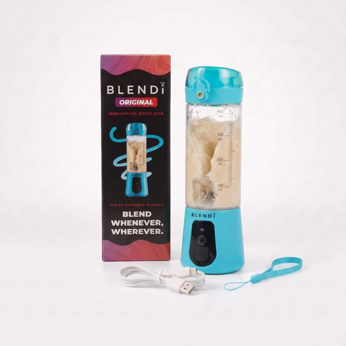 BLENDi - Lite 70W 17‑oz Portable Personal Blender & Drink Mixer for Protein Powders & Supplements - Blue