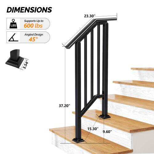 DIMENSIONS  
Supports Up to 600 lbs  
Angled Design 45°  
23.30"  
3.54"  
37.20"  
15.30"  
9.60"