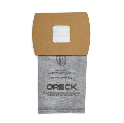 IMPORTANT
REFUSE INLET CLEAR BAG INLET HOLE WITH FINGER
DO NOT RE-USE BAG
ORECK
FITS ALL HOUSEKEEPER COMPACT CANISTER MODELS INCLUDING:
BE180, 80280, 88850, 88878, B8900, BF800, MP60E