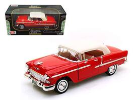 1955 Chevrolet Bel Air Convertible Soft Top 1/18 Diecast Car Model by Motormax - Red