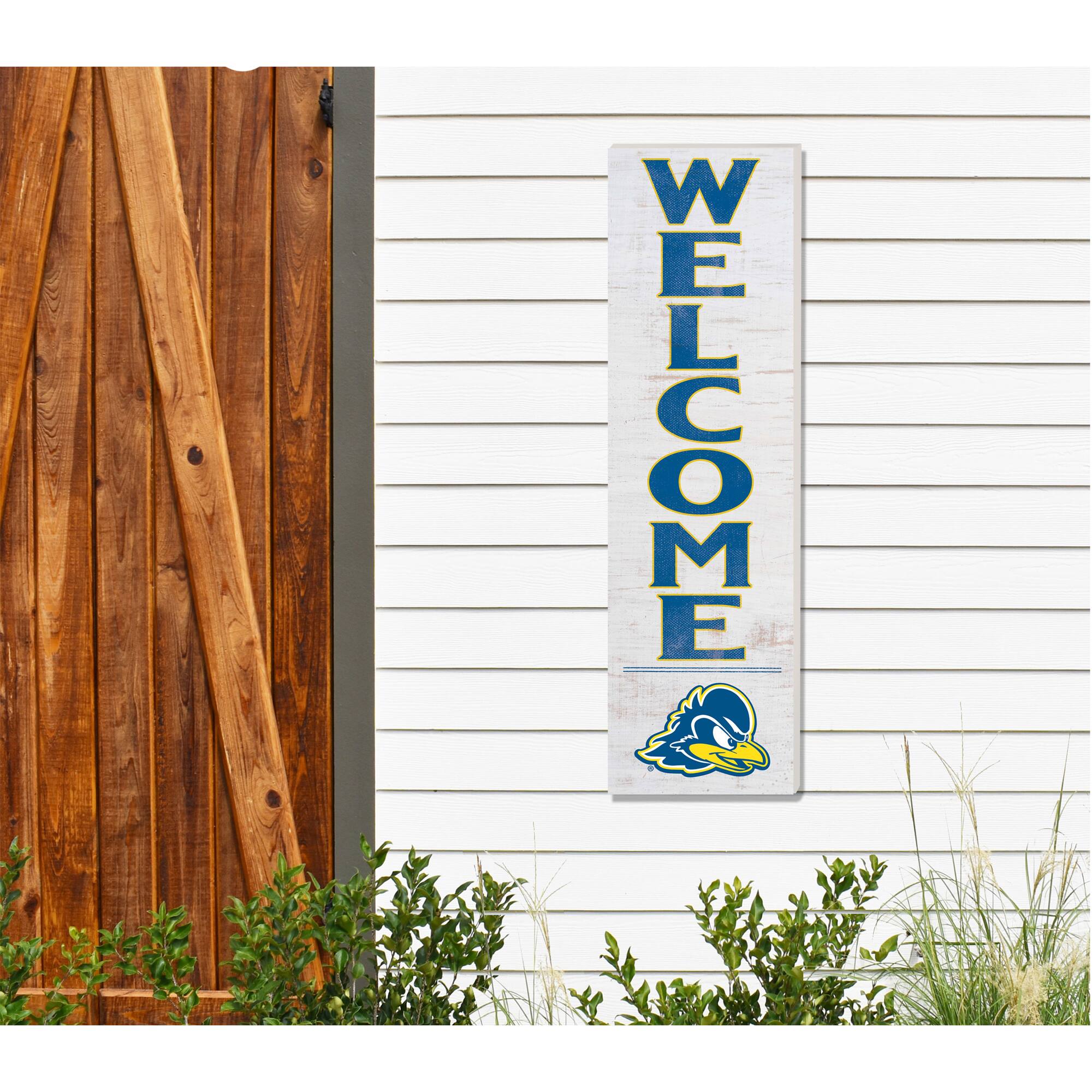Alt View 1. Jardine - White Delaware Fightin' Blue Hens 10'' x 35'' Indoor/Outdoor Welcome Sign - White.