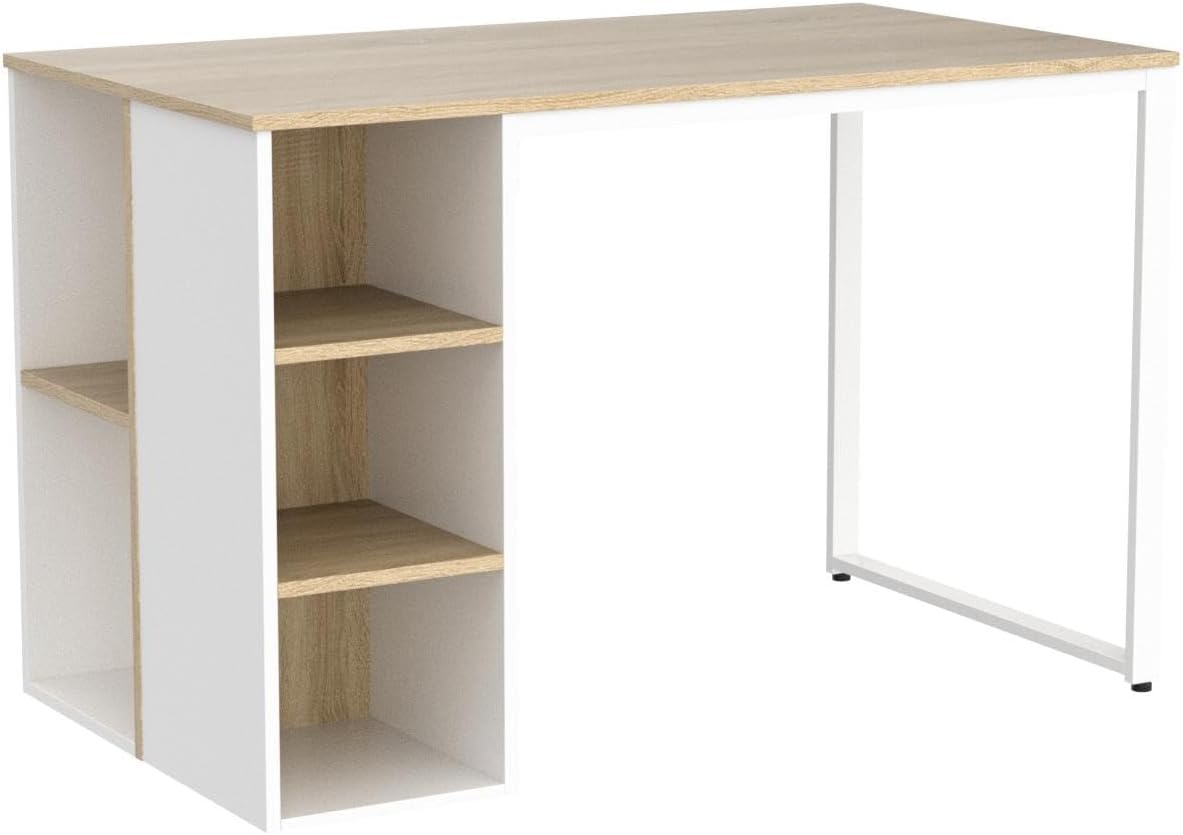 Alt View 9. Ecooso - Computer Desk with 5 Side Shelves, Storage Workstation with Metal Frame for Home Office Setup - Natural.