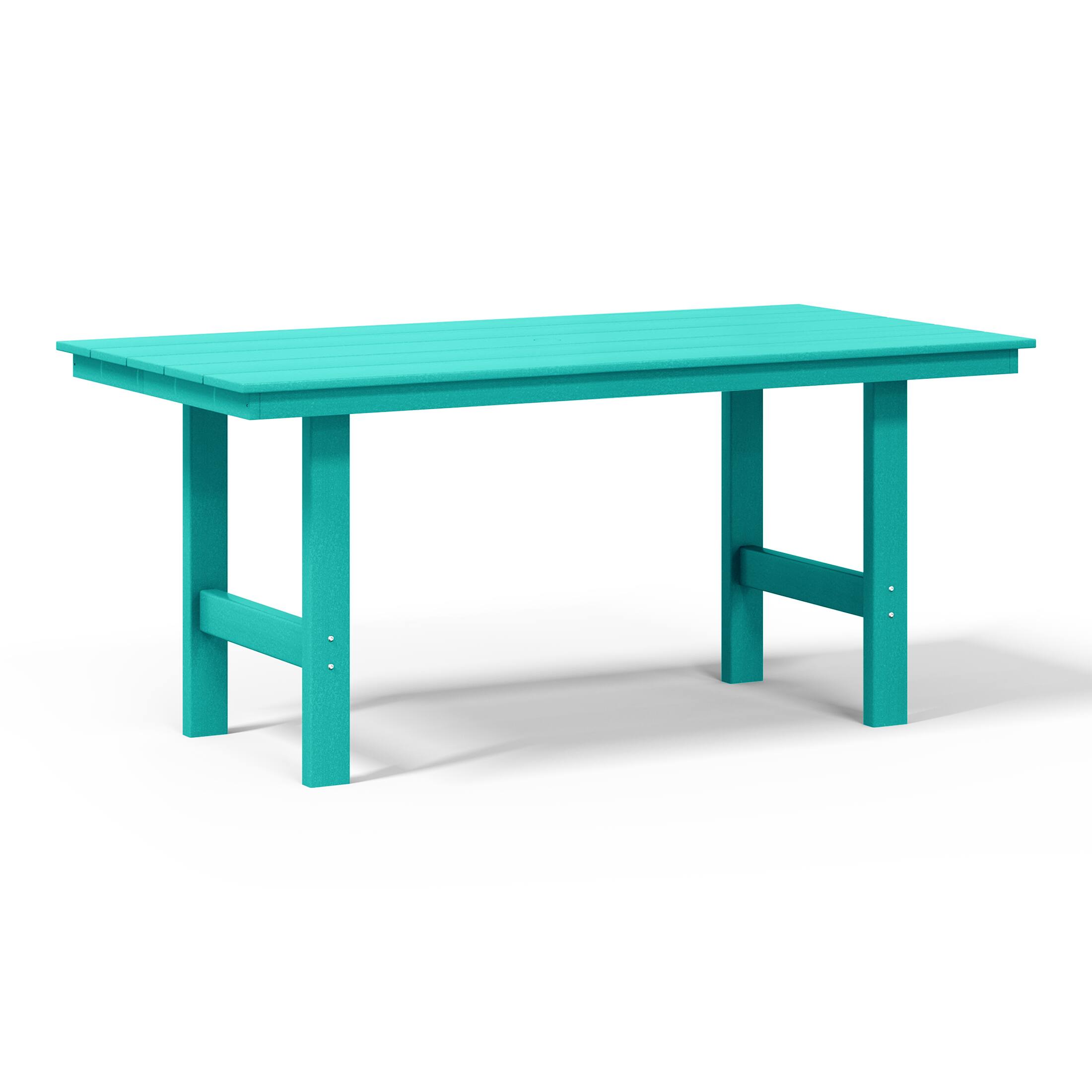 Left. WestinTrends - WestinTrends Ashore Outdoor Modern HDPE 66" Wide Rectangle Patio Dining Table for 6 - Turquoise.