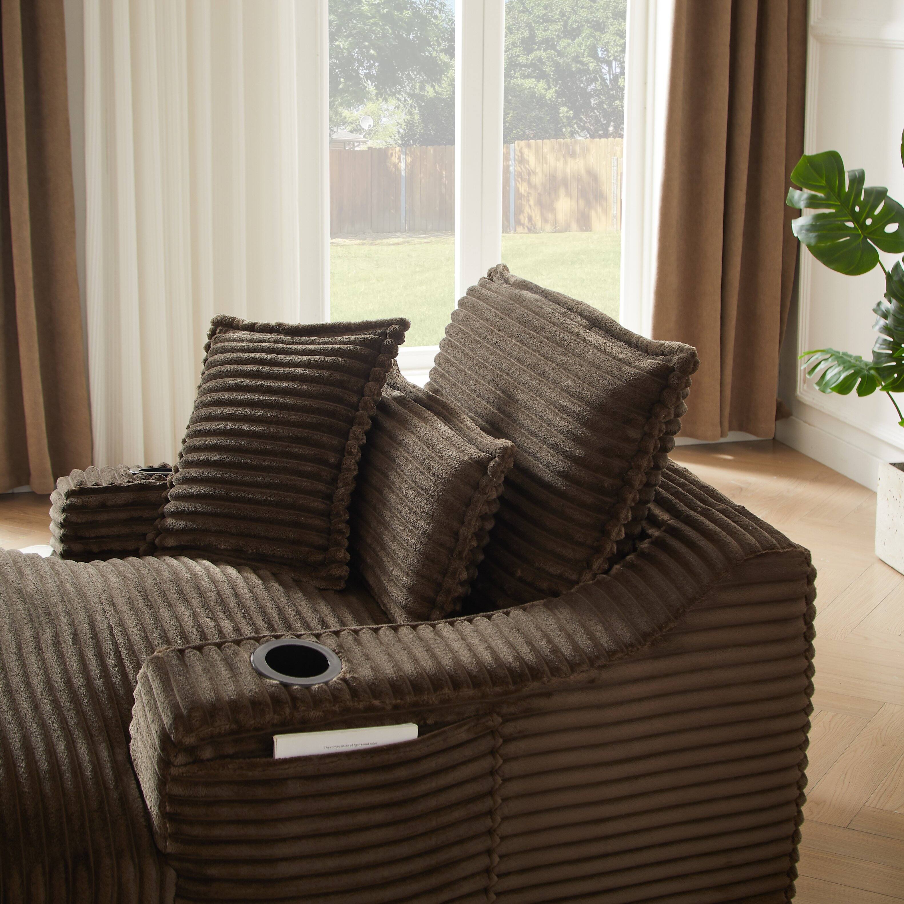 Alt View 2. Loheer - Loheer- 3.94 ft Brown Lounge Chair Cushioned Compression Sofa Modern Small Sofa for Apartment Living Room - Brown.