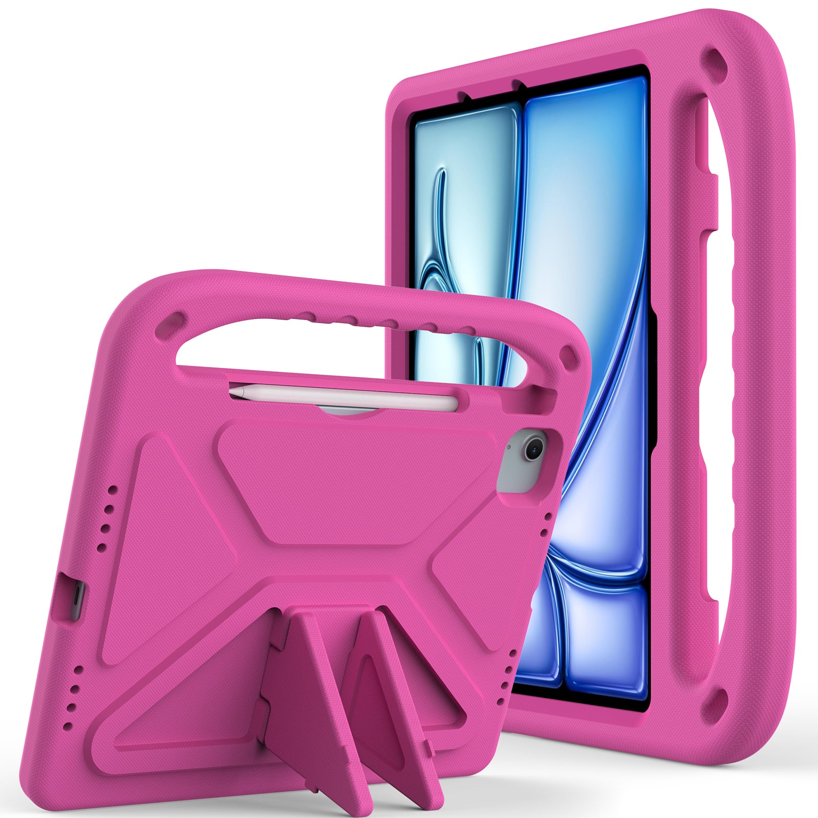 UUCOVER - Lightweight EVA Case for iPad Air 11-inch M4 M3 M2 (2026/2025/2024) Shockproof Handle Kickstand Anti-Slip Cover - Rose