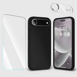 Entronix - iPhone 17 Air Bundle: Liquid Silicone Case with Screen & Camera Protectors - Black