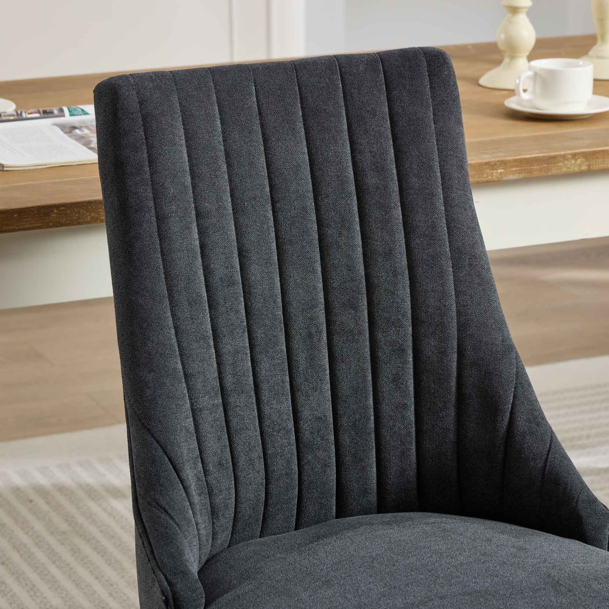 Alt View 5. GOODSILO - Elegant Upholstered Dining Chairs Set with High Backrest and Solid Wood Legs for Comfortable Seating - Black.