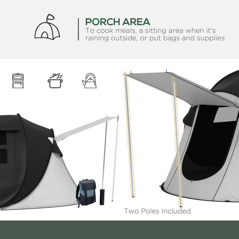 PORCH AREA  
To cook meals, a sitting area when it's raining outside, or put bags and supplies  

Two Poles Included