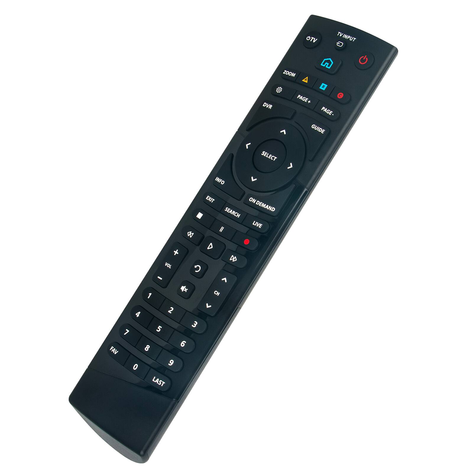 OTV TV INPUT ZOOM DVR PAGE+ PAGE- GUIDE SELECT INFO EXIT ON SEARCH DEMAND LIVE I d D DD VOL - A * CH 1 V 4 2 3 7 5 6 FAV 8 0 9 LAST