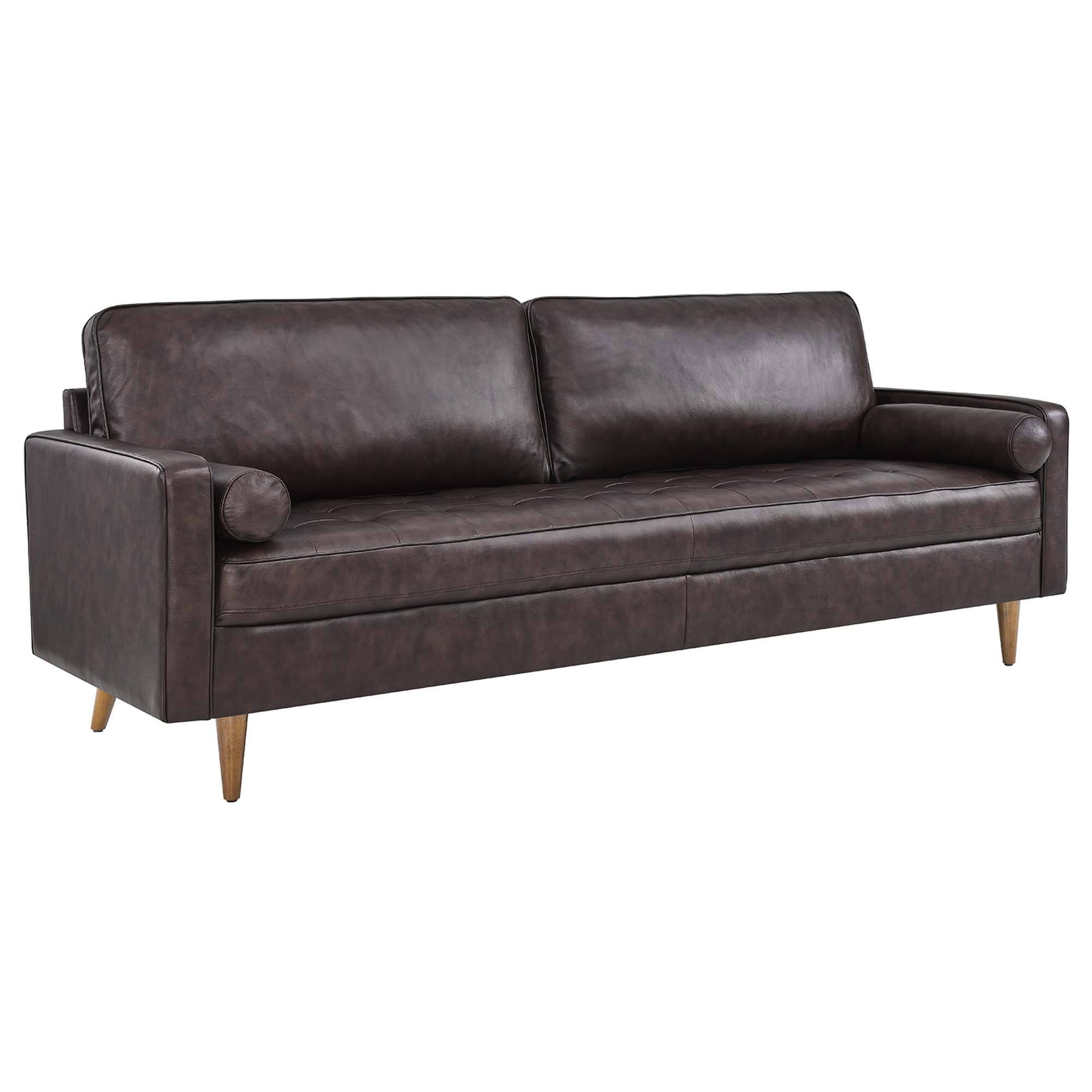 Angle. Modway - Valour 88" Leather Sofa by Modway - Brown.