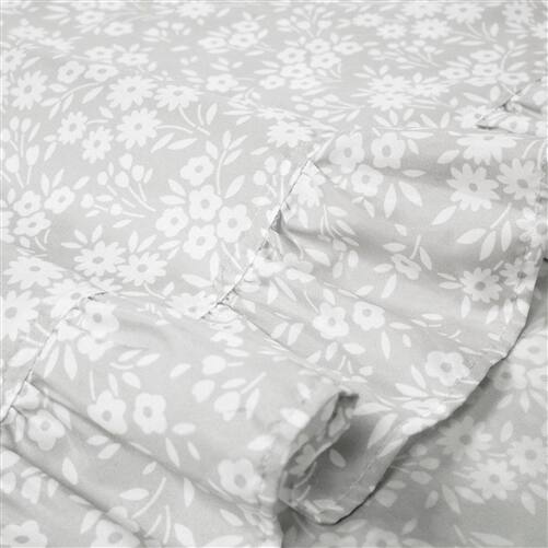 Back. SlickBlue - Floral Ruffle 6-Piece Polyester Sheet Set for Soft, Stylish Bedding - Grey.