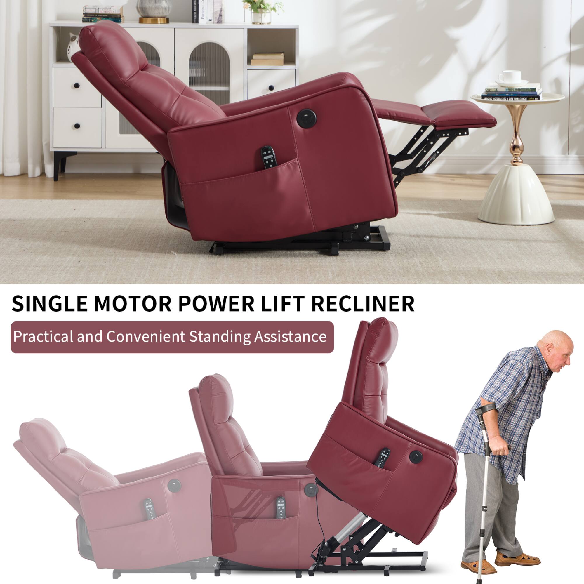SINGLE MOTOR POWER LIFT RECLINER  
Practical and Convenient Standing Assistance